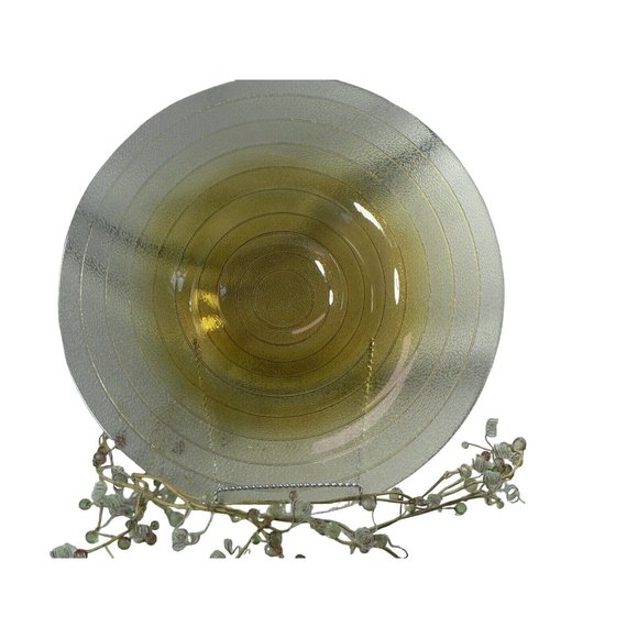 Table Centerpiece Decorative Bowl Art Glass Large Amber Gradient Colors 17.5" - Picture 4 of 10